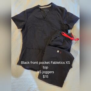 Fabletics Black Scrub Set with Red Accent